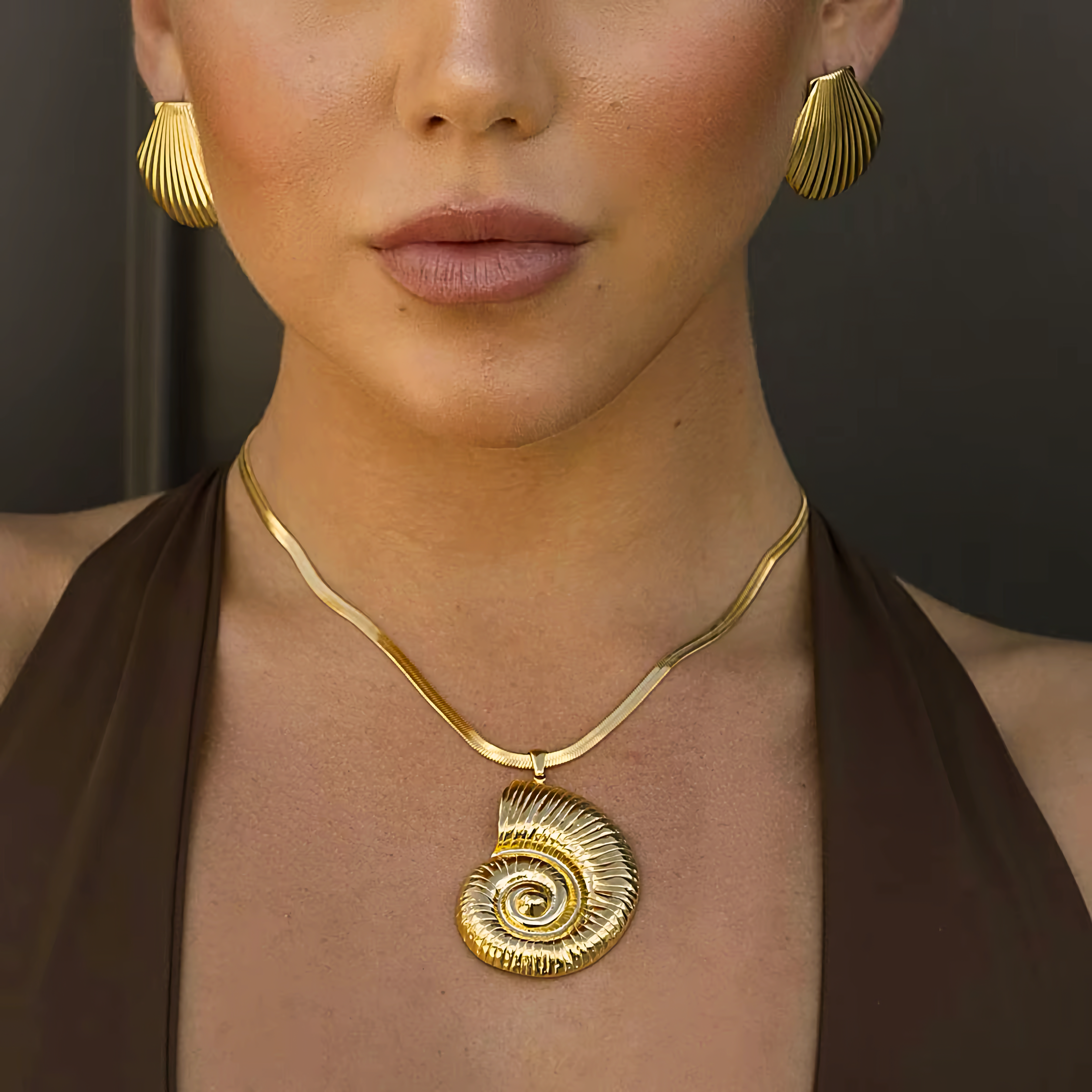 Cascadia Nautilus Gold Necklace